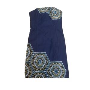 Lilly Pulitzer strapless dress navy blue size 0 excellent condition embroidered